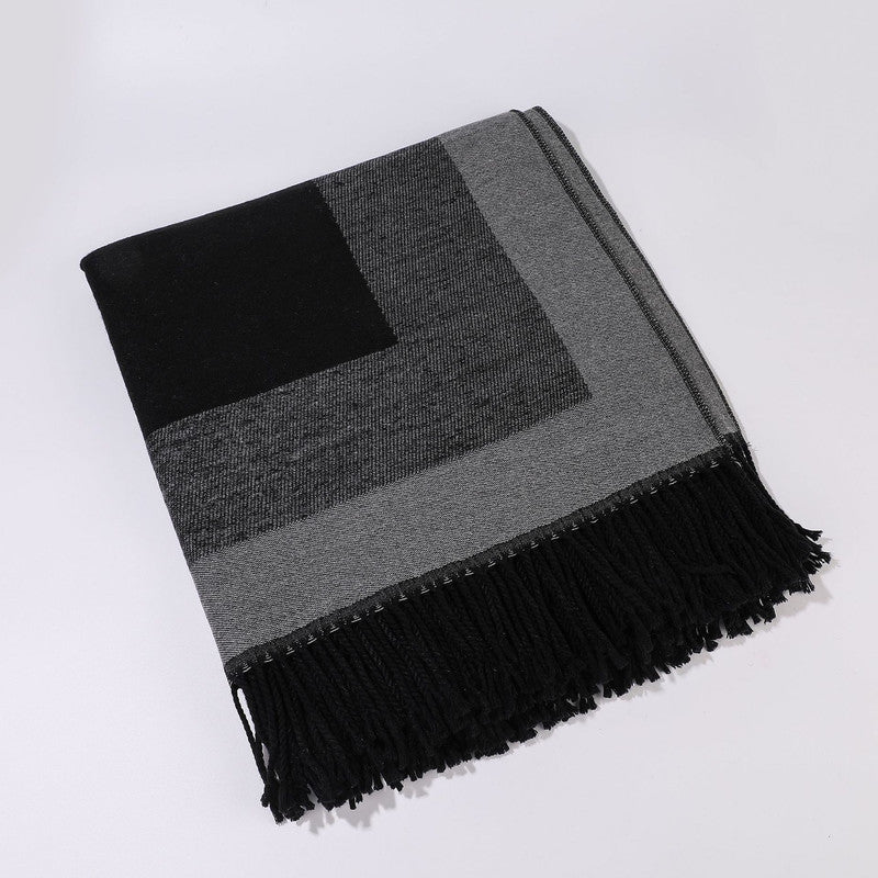 Elegant Red Women’s Tassel Cape Shawl Scarf – Warm, Multi-Functional Winter Wrap for Home, Travel & Office