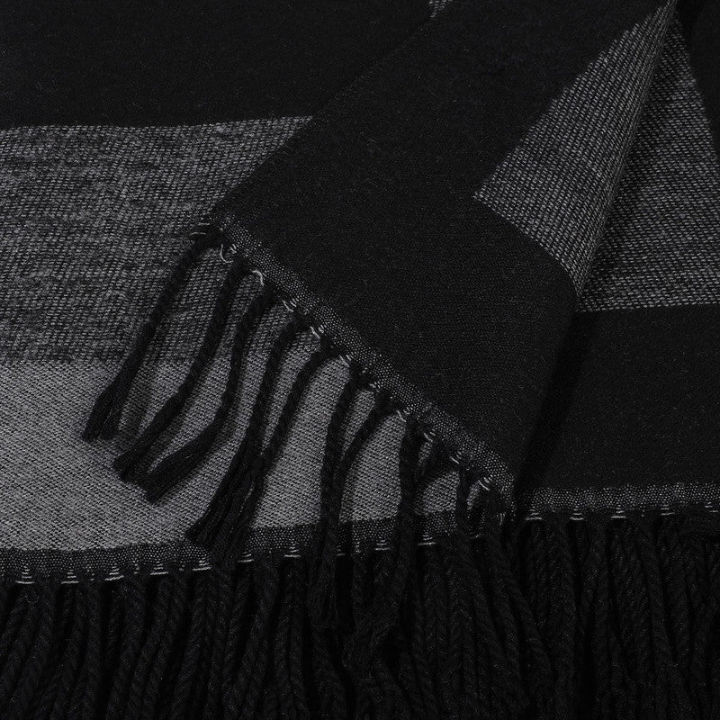 Elegant Khaki Women’s Tassel Cape Shawl Scarf – Warm, Multi-Functional Winter Wrap for Home, Travel & Office