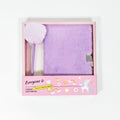 Purple Plush A5 Notebook and Pom Pom Pen Gift Box with Privacy Lock & Key - Soft Faux Fur Diary, Secure Personal Journal, Perfect Gift-Ready Stationery for Girls and Teens