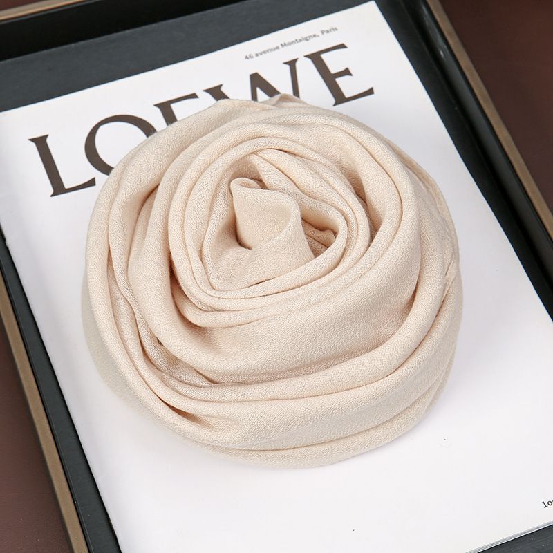 Beige 90×90cm Solid Square Scarf – Lightweight Soft Polyester Head & Neck Wrap for Women