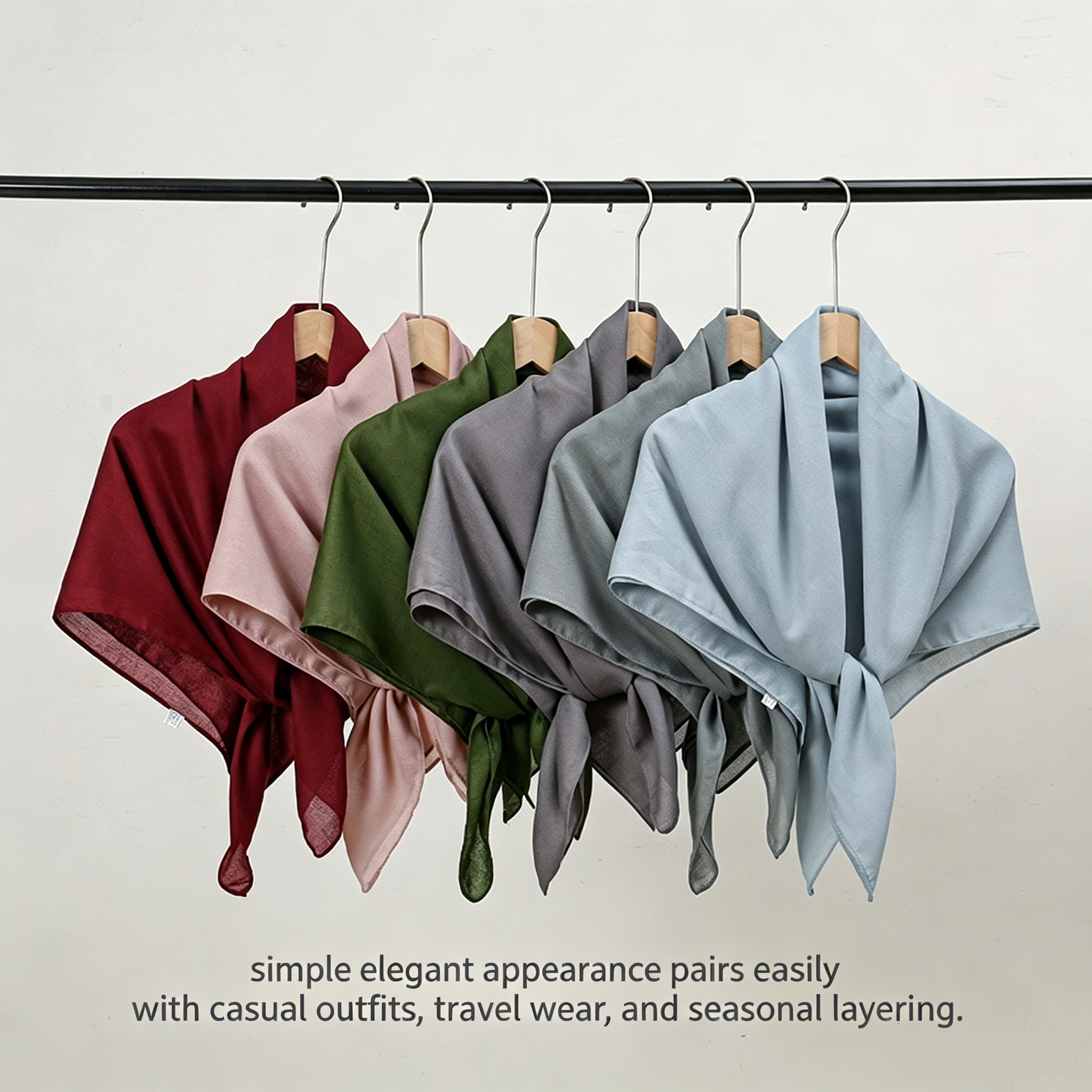 Beige 90×90cm Solid Square Scarf – Lightweight Soft Polyester Head & Neck Wrap for Women