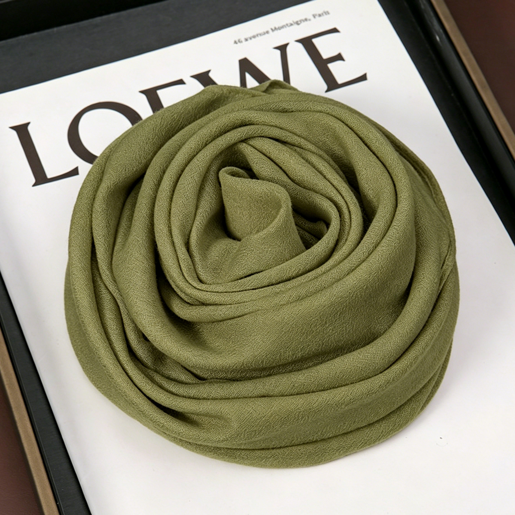 Green 90×90cm Solid Square Scarf – Lightweight Soft Polyester Head & Neck Wrap for Women