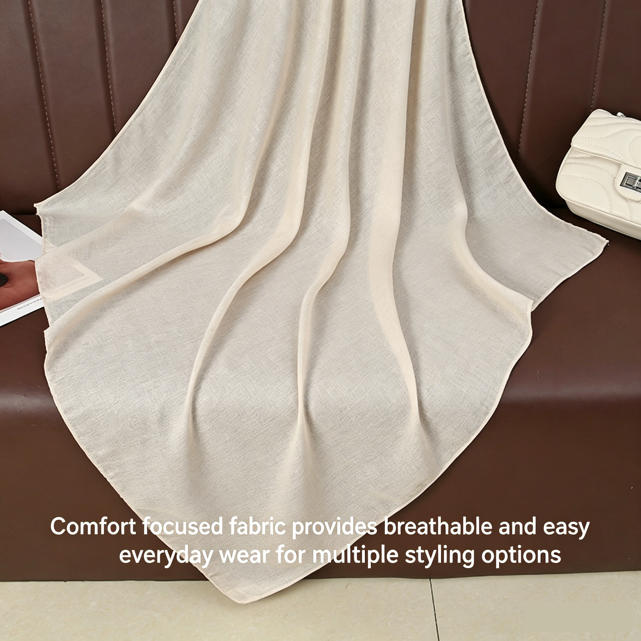 Green 90×90cm Solid Square Scarf – Lightweight Soft Polyester Head & Neck Wrap for Women