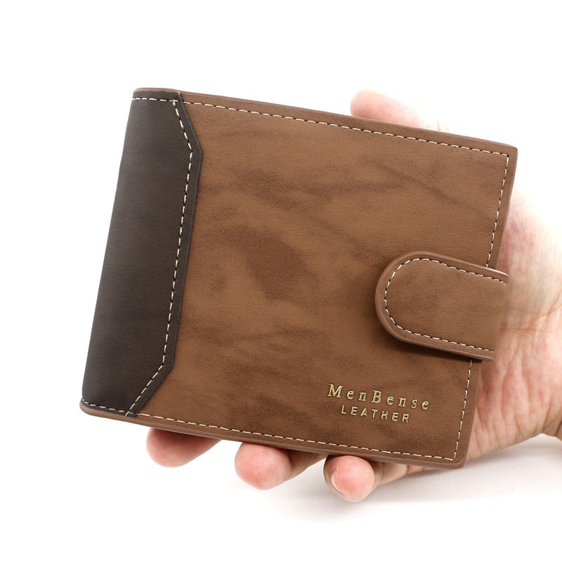 Brown Mens Frosted PU Leather Trifold Wallet with Coin Zipper Pocket, Bill / Card Slots and ID Window, Australian Father's Day Gift
