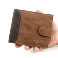 Brown Mens Frosted PU Leather Trifold Wallet with Coin Zipper Pocket, Bill / Card Slots and ID Window, Australian Father's Day Gift