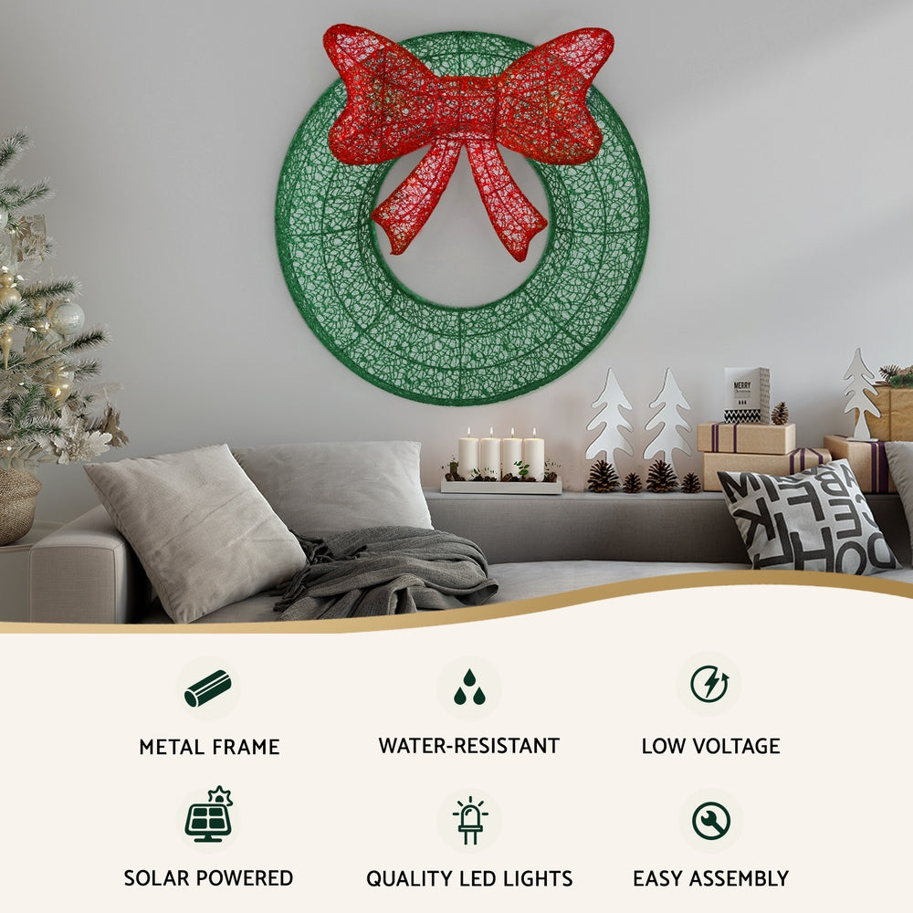 Jingle Jollys Christmas Lighted Wreath Solar Powered Indoor Outdoor Decoration